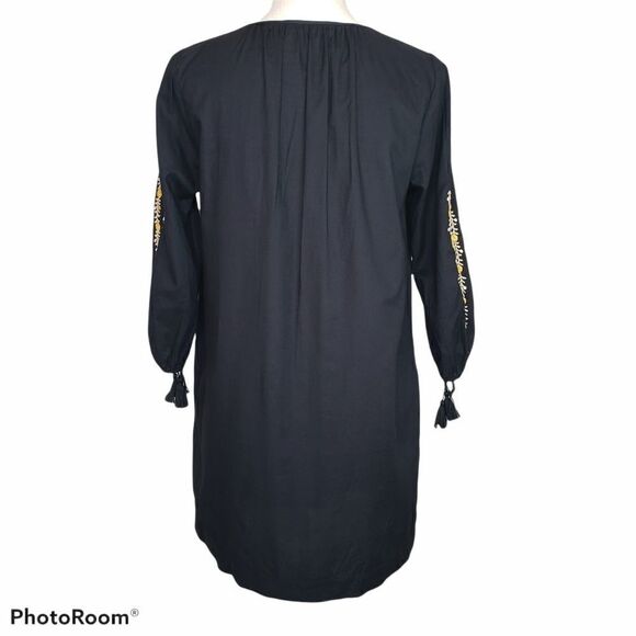 Madewell Embroidered Slit Sleeve Black Dress XS - Picture 8 of 16